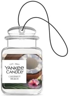 Yankee Candle Car Jar Ultimate, Coconut Beach, Hanging Automotive Air Freshener Odor Neutralizer for Long Lasting Tropical Scent in Vehicles and Small Spaces, 0.96 Ounce (Pack of 3)