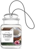 Yankee Candle Car Jar Ultimate, Coconut Beach, Automotive Hanging Air Freshener Deodorizer with Long Lasting Tropical Scent for Vehicles and Small Spaces, 0.96 Ounce (Pack of 6)