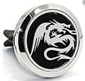 (Dragon) 30mm Car Aromatherapy Essential Oil Diffuse Stainless Steel Locket Air Freshener with Vent Clip 7 Pads 1 Oil Included
