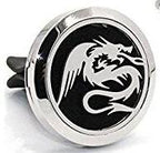 (Dragon) 30mm Car Aromatherapy Essential Oil Diffuse Stainless Steel Locket Air Freshener with Vent Clip 7 Pads 1 Oil Included