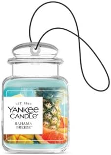 Yankee Candle Car Jar Ultimate, Bahama Breeze Pineapple & Mango Scent, Hanging Odor Neutralizing Air Freshener for Vehicles and Small Spaces, Long Lasting Fragrance, 0.96 Ounce (Pack of 4)