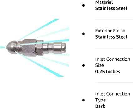 Pressure Washer Sewer Jetter Nozzle with Stainless Steel, Mini Compact Durable Sewer Jet Nozzle,Pressure Drain Jetter Hose Nozzle,1/4'' Quickly Connector, 5000 PSI (1 set)
