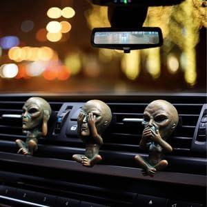 3 Piece Car Air Vent Clips, Alien Shape Decorative Cars Air Freshener Clips Cute Alien Air Conditioning Outlet Clip Cars Fragrance Accessories