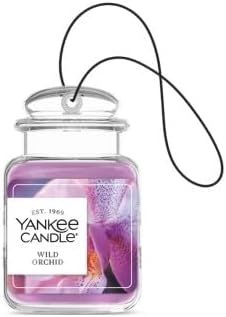 Yankee Candle Car Jar Ultimate, Wild Orchid Scent, Hanging Odor Neutralizing Air Freshener for Vehicles and Small Spaces, Long Lasting Fragrance up to 30 Days, 0.96 OZ (Pack of 4)