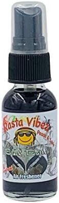 Rasta Vibez Black Butter Type Air Freshener - 100% Ultra Concentrated Oil Based Spray - Ideal for Bathroom, Home, Car, Office & More - Long Lasting Effects - 1oz Bottle