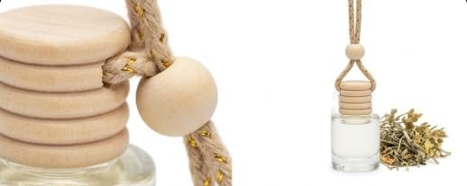 Hanging Car Air Diffuser - Glass and Wood Essential Oil Car Air Freshener - Long Lasting Rearview Mirror Scent - FyrBugg Apothecary, LLC - 10ml (A Day At The Spa)
