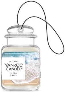Yankee Candle Car Air Fresheners, Hanging Car Jar Ultimate, Neutralizes Odors Up To 30 Days, Sun & Sand, 0.96 OZ (Pack of 6)