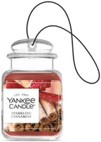 Yankee Candle Car Jar Ultimate Hanging Air Freshener, 3-Pack Set (Sparkling Cinnamon, Christmas Cookie, Balsam & Cedar) – Up to 90 Days of Fragrance (Variety Pack)