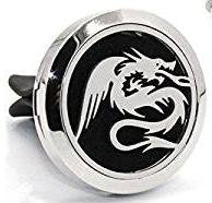 (Dragon) 30mm Car Aromatherapy Essential Oil Diffuse Stainless Steel Locket Air Freshener with Vent Clip 7 Pads 1 Oil Included