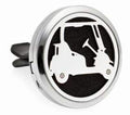 Regular Size (Golf Cart) 30mm Car Aromatherapy Essential Oil Diffuser Stainless Steel Locket Air Freshener with Vent Clip 7 Pads 1 Oil Included