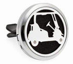 Regular Size (Golf Cart) 30mm Car Aromatherapy Essential Oil Diffuser Stainless Steel Locket Air Freshener with Vent Clip 7 Pads 1 Oil Included