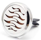 Regular Size (Wave) 30mm Car Aromatherapy Essential Oil Diffuser Stainless Steel Locket Air Freshener with Vent Clip 7 Pads 1 Oil Included