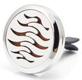 Regular Size (Wave) 30mm Car Aromatherapy Essential Oil Diffuser Stainless Steel Locket Air Freshener with Vent Clip 7 Pads 1 Oil Included