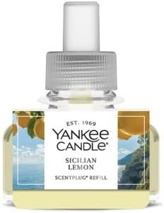 Yankee Candle Sicilian Lemon ScentPlug Refill, Zesty Citrus Essential Oil Air Freshener, Continuous Home Fragrance for Kitchen and Bath, 1 Fl Oz (Pack of 4)