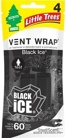 Little Tree Vent Warp 4 pack -Black Ice | New Car Scent | Vanillaroma AHSR Products Bundle Prefect for Cars, Trucks, RV, Long Lasting Scent