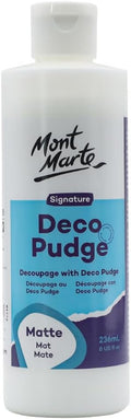 Mont Marte Deco Pudge Craft Varnish Signature 236ml (8 US fl.oz) – Matte, Multi-Purpose Clear Craft Sealer, Varnish and Decoupage Glue, Ideal for Acrylic Paints, Paper, Wood, Ceramics, Fabrics, Clay