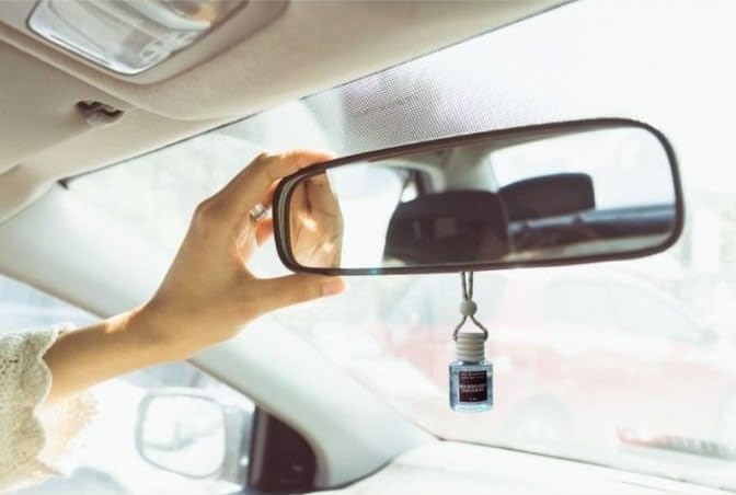 Car Air Freshener, Luxury Car Diffuser with 1 Oz Refill, Phthalate Free Fragrance – Long Lasting Scent | Refillable Hanging Air Freshener for Car, Home, Office | Made in USA (Black Ice (Type)