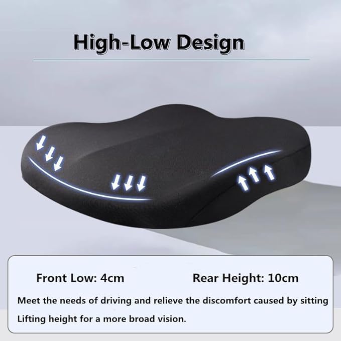 Adult Car Booster Seat Cushion, Car Seat Driver Height Boost Mat Memory Foam Car Seat Cushions Pad Improve Driving View Non-Slip 3D Office Chair Cushion Pressure Relief (Light Green)
