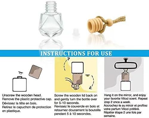 Car Diffuser Bottle Set 8ml– 30pcs Diamond Shaped Hanging Car Oil Diffusers, Refillable Glass Air Freshener Bottles for Essential Oils, Closet & Car Use