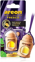 AREON Fresco Hanging Car Air Freshener - Natural & Woody Scent, 40-50 Days Long-Lasting Fragrance - Diffuser in Wood Pendant Housing - Automotive Accessories & Essentials - Patchouli Lavender Vanilla