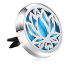 (Rose) 30mm Car Aromatherapy Essential Oil Diffuser Stainless Steel Locket Air Freshener with Vent Clip 7 Pads 1 Oil Included
