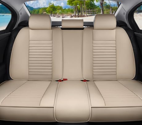 Back Seat Covers Fit for Toyota Yaris 2007-2020, Car Seat Covers Back Seats, Breathable Faux Leather Automotive Seat Covers Back Pair Anti-Slip Seat Cover(Beige, Back)