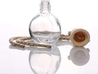 10 Pcs 8ml Hanging Essential Oil Diffuser,Empty Clear Glass Oblate Car Air Freshener Perfume Aromatherapy Pendant Bottle Vials With Wooden Caps & Hanging String-FREE 1 Funnel&Dropper