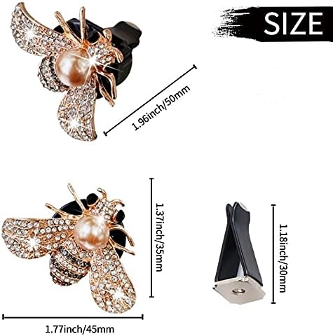 Shiny Bee Car Air Freshener Dashboard Outlet Vent Clips，Pearl Diamond Bee Car Perfume Car Air Conditioner Air Outlet Decoration Aromatherapy Clip，cute Bling Bee Charms Rhinestone Auto Interior Decorations Accessory (Gold)