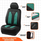 Skechers Memory Foam™ Car Seat Covers, Hexcomb Breathable Thick Seat Covers Two Front Seat Covers, Airbag Compatible, Automotive Comfort & Protection for Most Cars,Van,Trucks, SUVs (Green,Two Front)