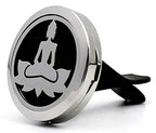 (Meditation) 30mm Car Aromatherapy Essential Oil Diffuser Stainless Steel Locket Air Freshener with Vent Clip 7 Pads 1 Oil Included