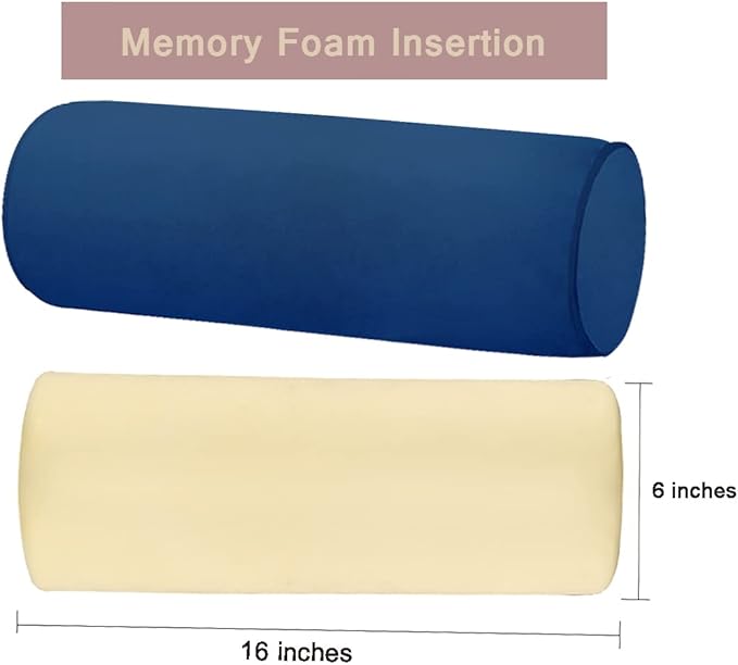 Memory Foam 16X6 Neck Pillow for Sleeping, Neck Pain Relief, Side Back Stomach Sleeper, Car or Office Chair Sofa,Support Pillow for Posture & Comfortable Spine Position (Blue)