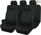 Flying Banner Car Seat Covers Front Seats Rear Bench Polyester car seat Protectors Easy installations Rear Bench Split Classic Man Lady Truck Soid Black