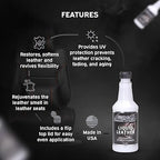 LANE'S Liquid Leather Conditioner- Car Leather Protection, Leather Conditioner- Softens Leather, Revives Flexibility, Prevents Fading and Cracking, Easy Application (32 OZ)