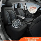 Skechers Memory Foam™ Car Seat Cover Full Sets, Hexcomb Breathable Thick Seat Covers, Airbag Compatible, Automotive Comfort & Protection Universal for 95% Cars,Van,Trucks, SUVs Grey