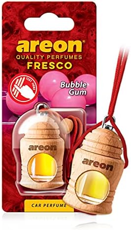 AREON Fresco Hanging Car Air Freshener - Natural & Woody Scent, 40-50 Days Long-Lasting Fragrance - Diffuser in Wood Pendant Housing - Automotive Accessories & Essentials - Bubble Gum