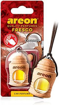 AREON Fresco Hanging Car Air Freshener - Natural & Woody Scent, 40-50 Days Long-Lasting Fragrance - Diffuser in Wood Pendant Housing - Automotive Accessories & Essentials - Coconut