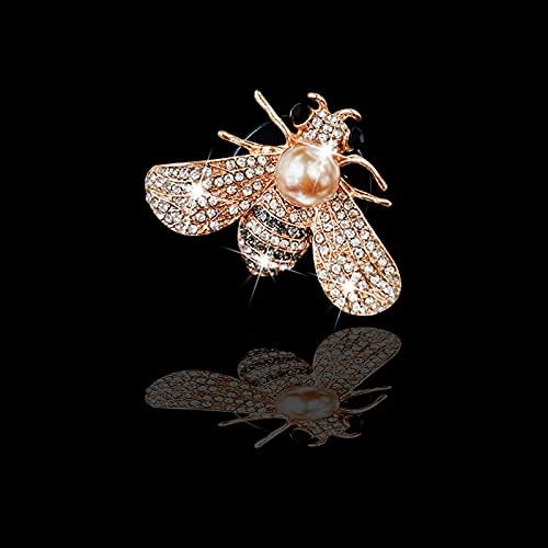 Shiny Bee Car Air Freshener Dashboard Outlet Vent Clips，Pearl Diamond Bee Car Perfume Car Air Conditioner Air Outlet Decoration Aromatherapy Clip，cute Bling Bee Charms Rhinestone Auto Interior Decorations Accessory (Gold)