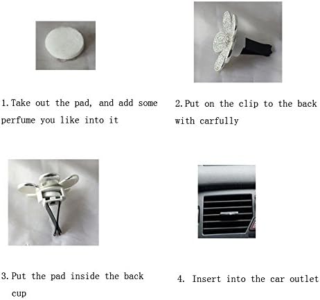 Crystal Bling Sparking Car Fragrance Flower Car Diffusser Air Freshener with Vent Clip (Silver)