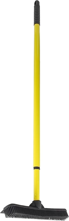 FURemover Original Pet Hair Rubber Broom with Squeegee, with 58” Telescopic Handle for Carpet, Tile and Hardwood and Scrub Cloth Combo