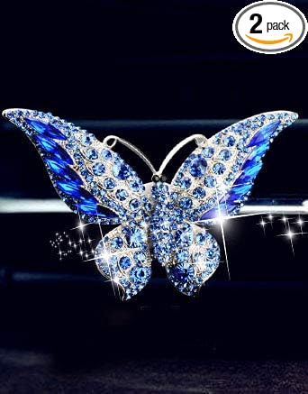 Bling Crystal Car Fragrance Butterfly Car Diffuser Air Freshener with Vent Clip (Blue)