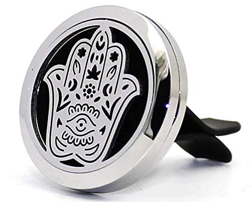 Jumbo Size 1-1/2 in dia. (Jumbo Hamsa) Stainless Steel, 7 pads, 1 Essential Oil