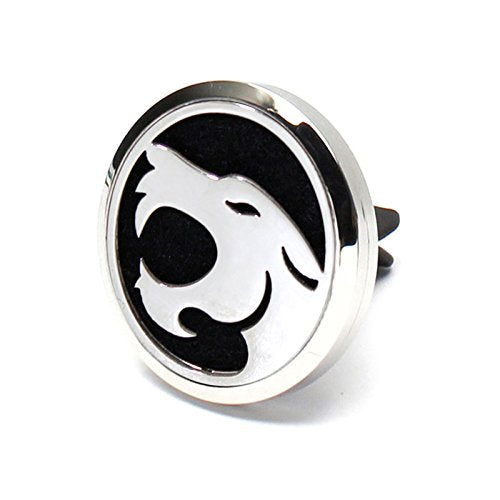 (Panther) 30mm Car Aromatherapy Essential Oil Diffuse Stainless Steel Locket Air Freshener with Vent Clip 7 Pads 1 Oil Included