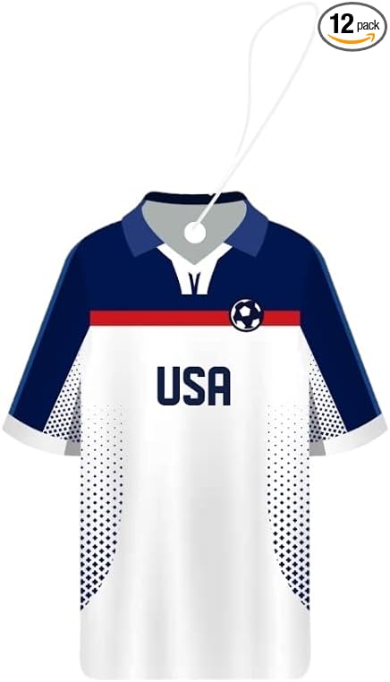 Car Air Freshener Assorted 12 Pack Fan Team Jersey USA|MEXICO|COLOMBIA|BRAZIL ARGENTINA|VENEZUELA Long- Lasting (Team USA, Mix 3 Bubble Gum, 3 New Car,3 Vanilla Black,3 Crystal Black)