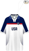 Car Air Freshener Assorted 12 Pack Fan Team Jersey USA|MEXICO|COLOMBIA|BRAZIL ARGENTINA|VENEZUELA Long- Lasting (Team USA, Mix 3 Bubble Gum, 3 New Car,3 Vanilla Black,3 Crystal Black)