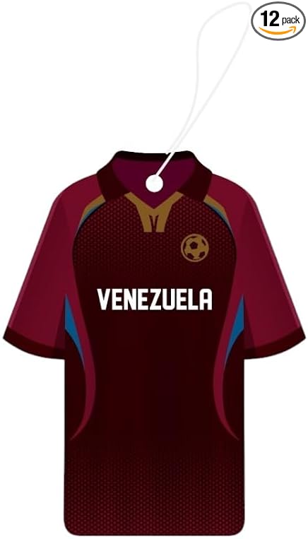 Car Air Freshener Assorted 12 Pack Fan Team Jersey USA|MEXICO|COLOMBIA|BRAZIL ARGENTINA|VENEZUELA Long- Lasting (Team Venezuela, Mix 3 Bubble Gum, 3 New Car,3 Vanilla Black,3 Crystal Black)