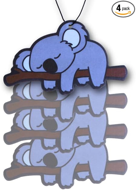 Fresh Fresheners Cute and Funny Lazy Koala Car Air Freshener 4 Pack Scented with Premium Oils