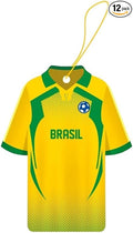 Car Air Freshener Assorted 12 Pack Fan Team Jersey USA|MEXICO|COLOMBIA|BRAZIL ARGENTINA|VENEZUELA Long- Lasting (Team Brazil, Mix 3 Bubble Gum, 3 New Car,3 Vanilla Black,3 Crystal Black)