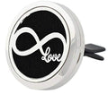 (Infinite Love) 30mm Car Aromatherapy Essential Oil Diffuser Stainless Steel Locket Air Freshener with Vent Clip 7 Pads 1 Oil Included