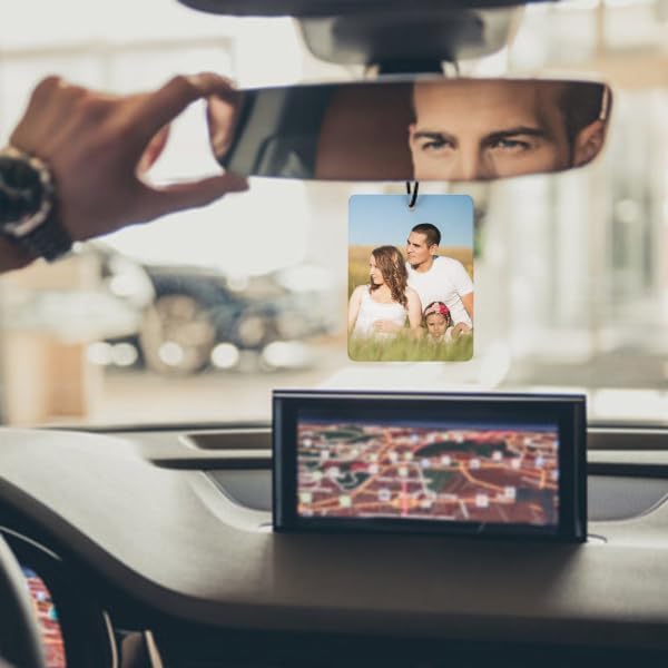 Personalized Air Freshener for Car - Double Sided Photo Custom Car Scents Air Freshener, Gift for Valentine’s Day Birthday Ideal for Car Wardrobe Bathroom Hanging Ornaments (Rectangle 5pcs)