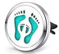Regular Size (Feet Little Feet) 30mm Car Aromatherapy Essential Oil Diffuser Stainless Steel Locket Air Freshener with Vent Clip 7 Pads 1 Oil Included
